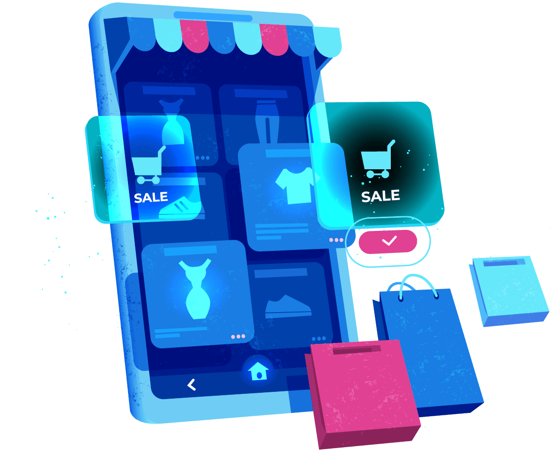 Celular simulando ser una tienda online
